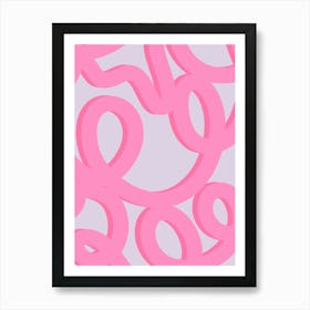 Retro Lines Abstract Brush Shapes Pink And Purple Art Print