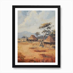 Vintage African Countryside Oil Painting Art Print