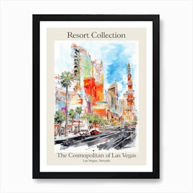 Poster Of The Cosmopolitan Of Las Vegas   Las Vegas, Nevada   Resort Collection Storybook Illustration 3 Art Print