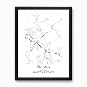 Conyers,United States Minimalist Map 1 Art Print