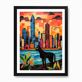 Panama City, Panama Skyline With A Cat 0 Art Print