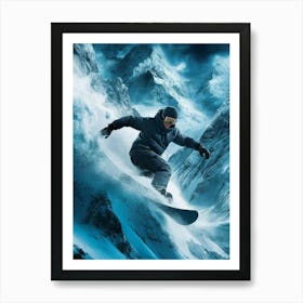 Snowboarder In The Mountains Poster