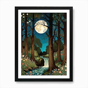 William Morris Full Moon In The Forest 2 Art Print