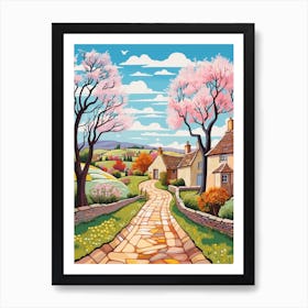 The Cotswolds England 3 Hike Illustration Art Print