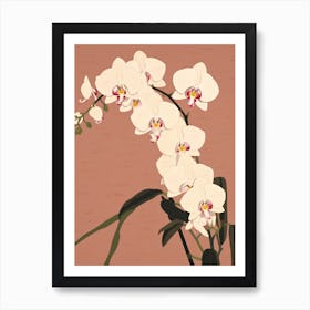Orchids Flower Big Bold Illustration 2 Art Print