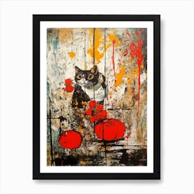 Amaryllis With A Cat 2 Abstract Expressionism  Art Print