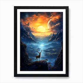 Deer In The Mountains 1 Art Print