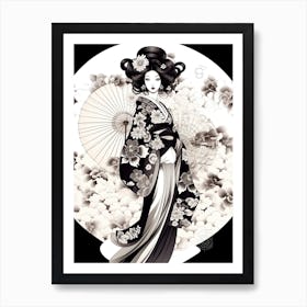 Geisha Art Noveau Style 3 Art Print