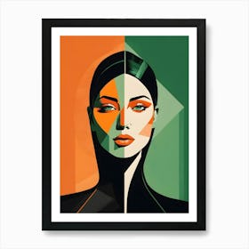 Geometric Woman Portrait Pop Art (80) Art Print