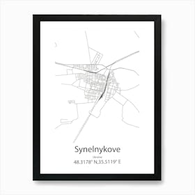 Synelnykove,Ukraine Minimalist Map Art Print