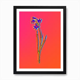 Neon Painted Lady Botanical in Hot Pink and Electric Blue n.0510 Art Print