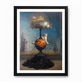 Queen With A Cat 3 Dali Surrealism Style Poster