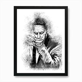 Joker Pencil Sketch Black Art Print