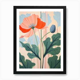 Poppy 2 Hilma Af Klint Inspired Pastel Flower Painting Art Print