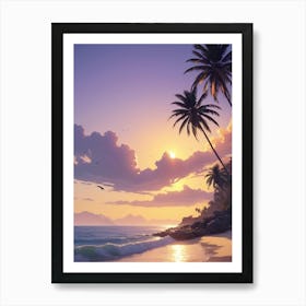 Sunset On The Beach 3 Art Print