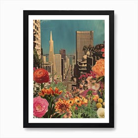 San Francisco   Floral Retro Collage Style 4 Art Print