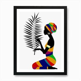 African Woman With Palm Leaf Art Print