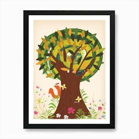 Squirrel In A Tree Art Print