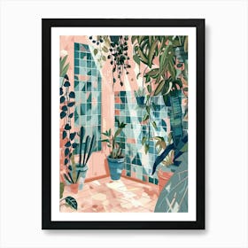 Illustration Of A Room With Plants Art Print