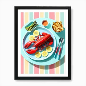 Lobster On A Plate 3 Art Print