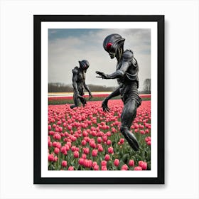 Aliens In Tulip Field Art Print