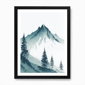 Mountain And Forest In Minimalist Watercolor Vertical Composition 156 Art Print