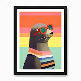 Little Sea Lion 3 Wearing Sunglasses Art Print