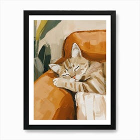 Sleepy Cat Painting Art Print