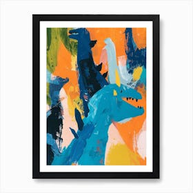 Abstract Group Of Dinosaurs Painting 2 Art Print