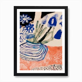 Still Life With Blue Flowers Art Print