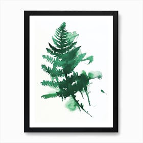 Green Ink Painting Of A Staghorn Fern 2 Art Print