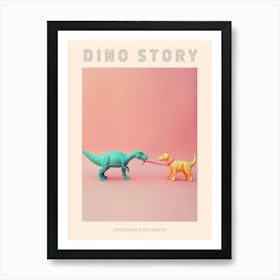 Pastel Toy Dinosaur & A Dog Poster Art Print