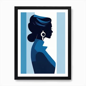 Profile of a Lady in Blue Art Print