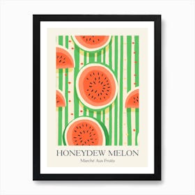 Marche Aux Fruits Honeydew Melon Fruit Summer Illustration 2 Art Print