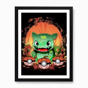 Bulbasaur Spooky Night - Pokemon Halloween Art Print