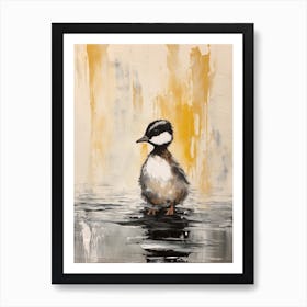 Minimalist Portrait Of A Duckling Black & White 4 Art Print