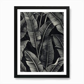 Black And White Banana Leaves 3 Art Print