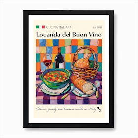 La Locanda Del Buon Vino Trattoria Italian Poster Food Kitchen Art Print