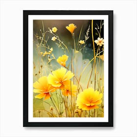 Yellow Flowers In A Field 1 Art Print