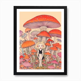 Alice In Wonderland Amongst The Mushrooms Art Print