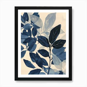 Blue Leaves Canvas Print 1 Art Print