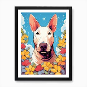 Bull Terrier Portrait With A Flower Crown, Matisse Painting Style 3 Art Print