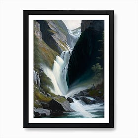 Kjosfossen, Norway Peaceful Oil Art  (2) Art Print