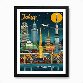 Japan City Skyline Art Print