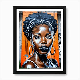 Graffiti Mural Of Beautiful Black Woman 399 Art Print