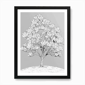 Magnolia Tree Minimalistic Drawing 4 Art Print