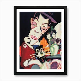 Mister Voland and his cat Art print  Poster