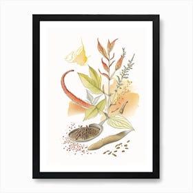 Cat S Claw Spices And Herbs Pencil Illustration 2 Art Print
