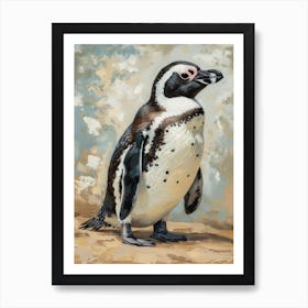 African Penguin Isabela Island Oil Painting 1 Art Print