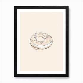 Breakfast Bagel Minimalist Line 1 Art Print